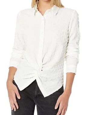 KUT From The Kloth Forsythe Long Sleeve Button-Down Knot Shirt  medium